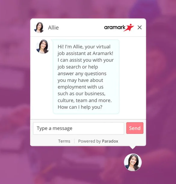 screenshot of Allie chatbot conversation